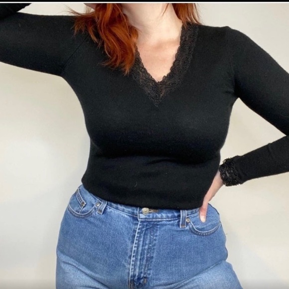 Vintage Y2K Ralph Lauren black cashmere sweater L